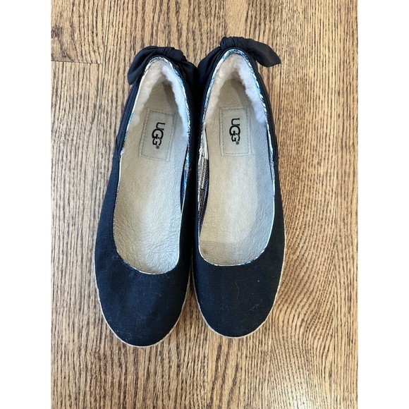 UGG NWOT Womens Size 5 Perrie Black Cotton Ballet Flats Shoes - Picture 1 of 4